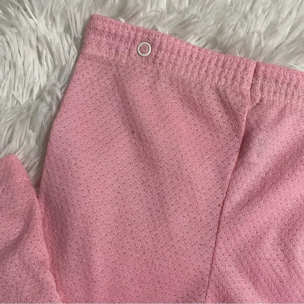 VINTAGE • Pink + White Bunny Snap Waist Waffle Knit Pajama Set